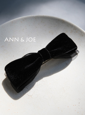 黑丝绒气质黑色OL发夹日系韩版网红少女弹簧夹上班横夹手工发饰