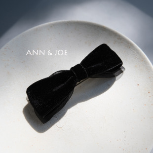 网红少女弹簧夹上班横夹手工发饰 黑丝绒气质黑色OL发夹日系韩版