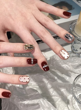 NZ手工定制甲片拆卸美甲穿戴假指甲光疗贴miu里miu气红色新年战甲