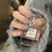 NZ手工定制甲片可拆卸穿戴假指甲光疗贴绝美爆闪短甲满钻闪闪美甲