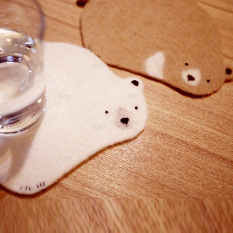 戳戳乐羊毛毡材料包棕熊杯垫手工