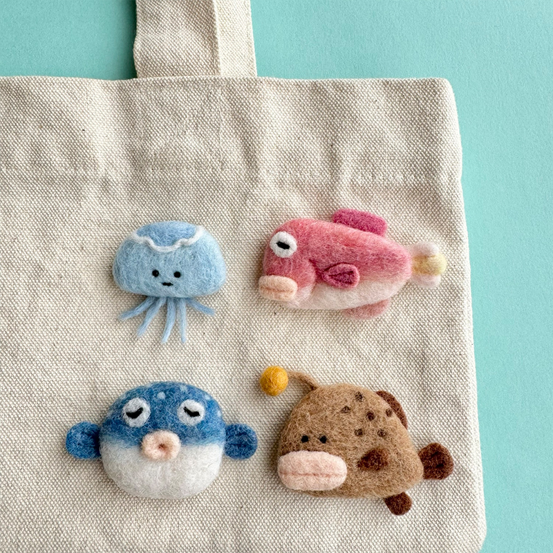 戳戳乐羊毛毡材料包海洋生物胸针