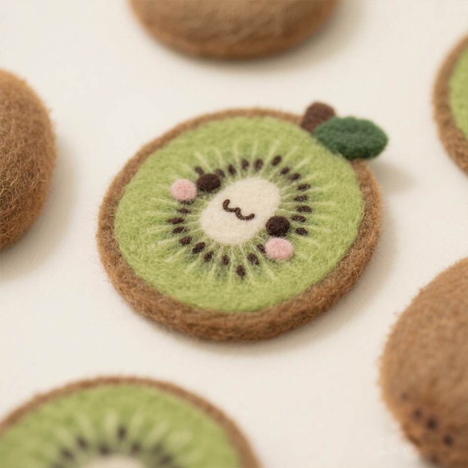 戳戳乐羊毛毡猕猴桃杯垫材料包
