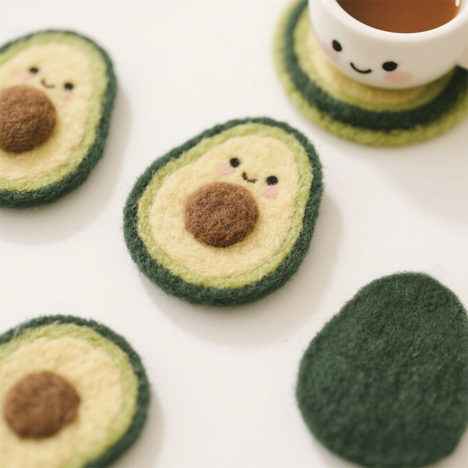 戳戳乐羊毛毡牛油果杯垫材料包