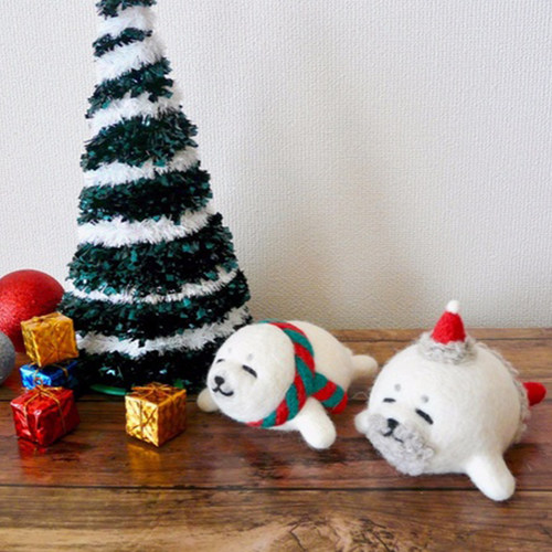 戳戳乐羊毛毡圣诞帽海豹手工DIY