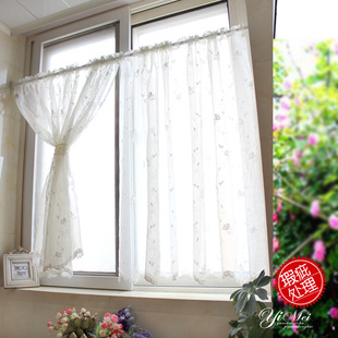 瑕疵处理半帘咖啡帘成品窗帘帘头半帘橱柜帘刺绣田园门帘蔷薇花