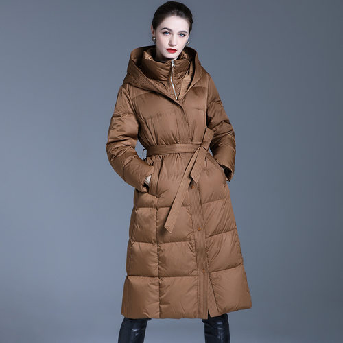 高端品牌羽绒服女加厚连帽中长款