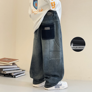 子2025冬装 儿童牛仔裤 新款 一体棉裤 潮 加厚中大童老爹裤 男童加绒裤