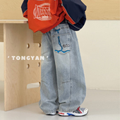 宽松儿童裤 2026新款 子帅气韩版 长裤 潮 男童牛仔裤 中大童老爹裤 春装