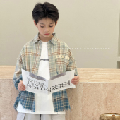 新款 2025春装 自制渐变色儿童上衣中大童衬衣 长袖 小马自留男童衬衫