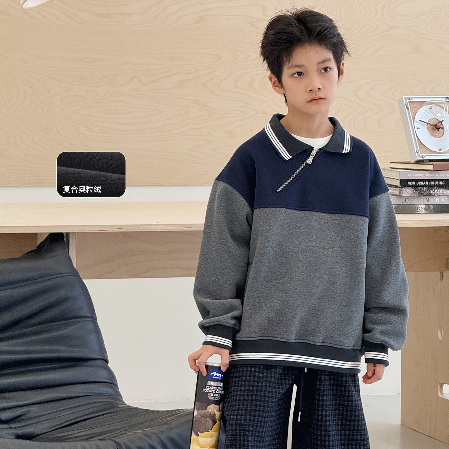 童装男童加绒卫衣2025冬装新款儿童一体绒外套保暖中大童套头衫潮