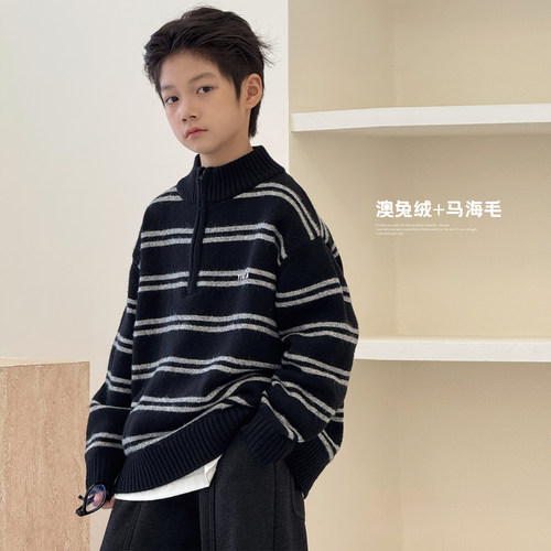 儿童毛衣外套圆领针织衫厚毛线衣