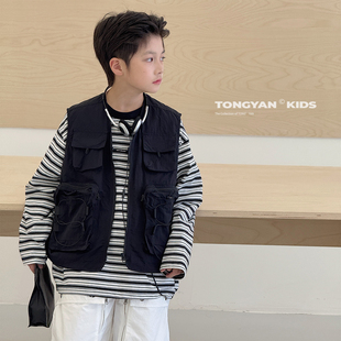 男童马甲2026春装新款儿童工装外套薄款中大童上衣帅气男孩马夹潮