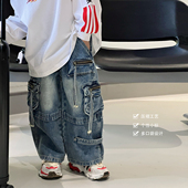 2024春装 复古儿童工装 新款 男童牛仔裤 中大童直筒老爹裤 港风长裤 裤