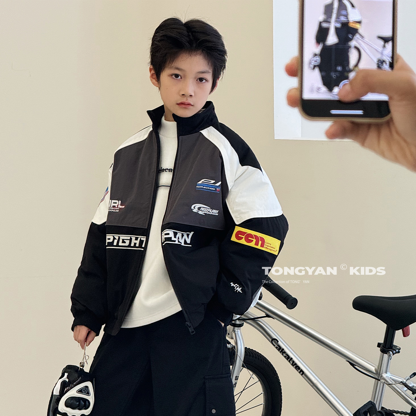 男童外套夹棉加厚棉服潮酷棉袄潮