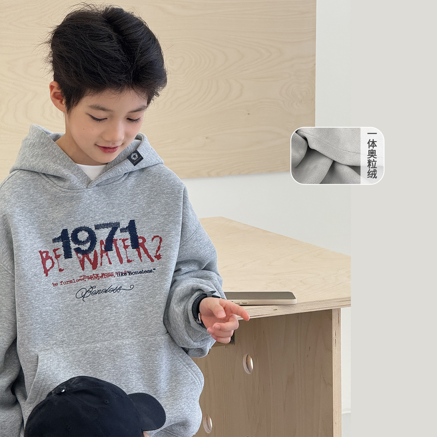 男童加绒卫衣2025冬新款自制一体绒儿童套头衫加厚保暖中大童外套