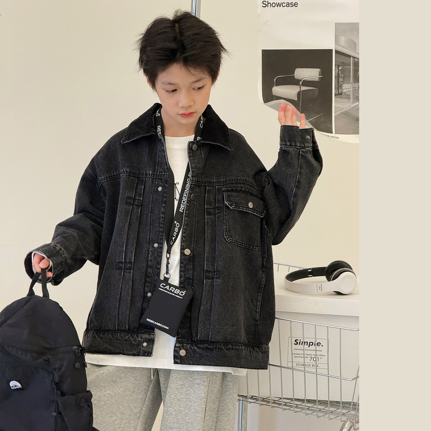 男童牛仔外套2026秋装新款中大童港风上衣洋气工装夹克儿童牛仔衣