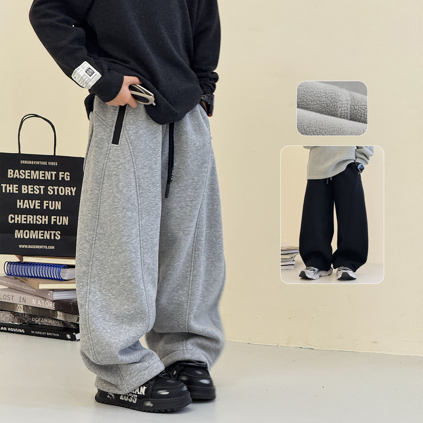 男童加绒裤子保暖棉裤儿童运动裤