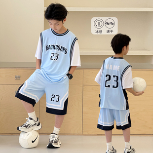 男童夏季套装2026新款中大童速干短袖T恤冰感短裤儿童运动两件套