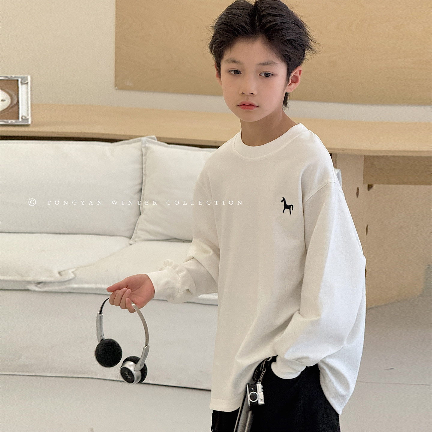 男童长袖T恤2026春装马年新款中大童宽松上衣纯棉体恤儿童打底衫,童装/婴儿装/亲子装,T恤,淘宝优惠券,粉丝福利购,淘宝优惠卷