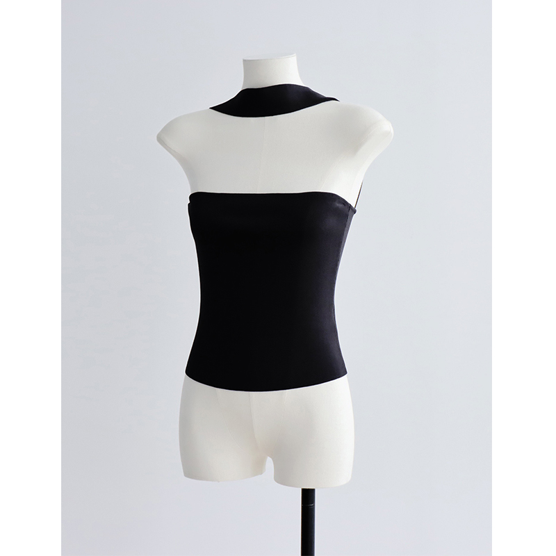 [UPF50+弹力针织]ZZ 点牌儿 挂脖背心女2024夏季新款抹胸露肩上衣