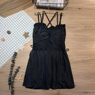 韩国ins风温泉性感仙女范泳装 游泳衣女连体 遮肚显瘦保守2023新款