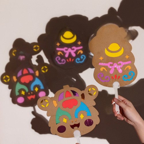新年春节元旦马年活动光影扇子手工diy儿童制作材料包幼儿园团扇
