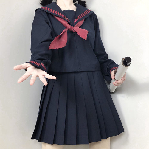 中牌三本绀色jk制服基础款水手服