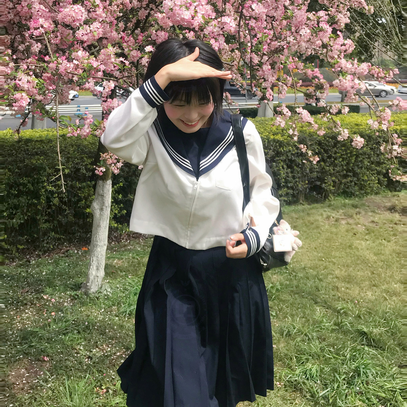 中牌制服馆  基础款关西襟白三本中间服水手服JK制服绀色纯色裙