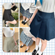 中牌制服馆夏季 校供感jk制服小黑小磷学院风箱褶裙百搭格裙