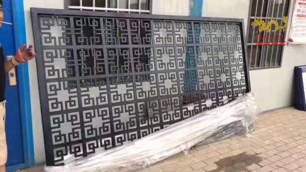 铁艺中式窗格铸铁花 整体铸造铁艺护窗 室外镂空铁艺复古窗配件花