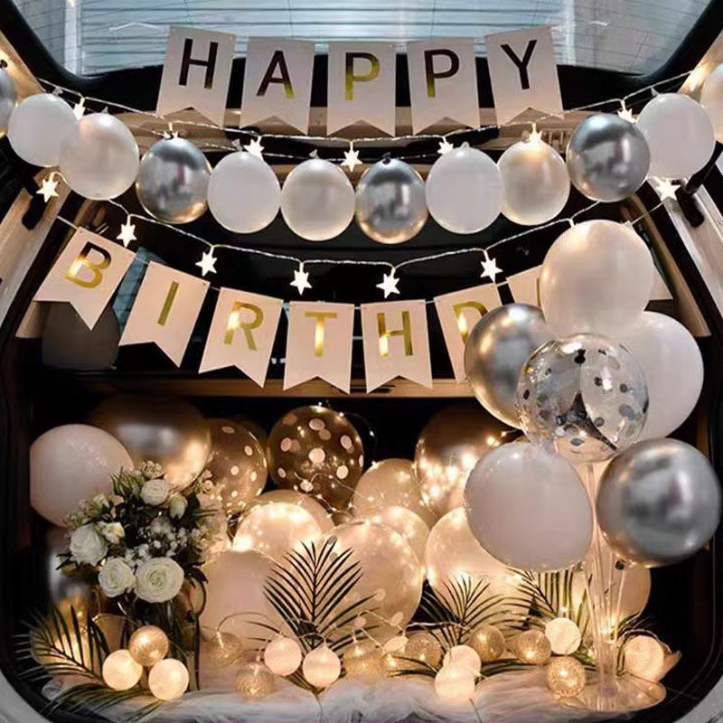 汽车后备箱生日惊喜网红表白求婚女儿童生日气球轿车尾箱布置装饰