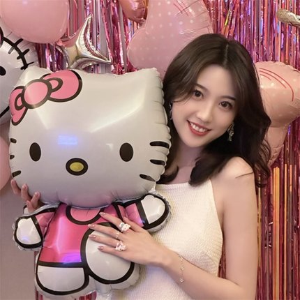 大号hello kitty铝膜气球网红拍照凯蒂猫宝宝儿童生日派对道具