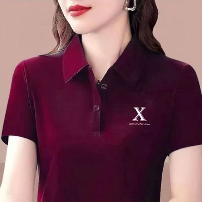 短袖t恤女翻领polo衫大码上衣