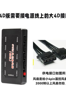 PWM温控 风扇集线器台式机电脑 1转10 磁吸式 简便安装 大4P口