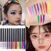 彩色眼线笔儿童舞台妆表演出专用面脸部彩绘笔防水不晕染眼线液笔