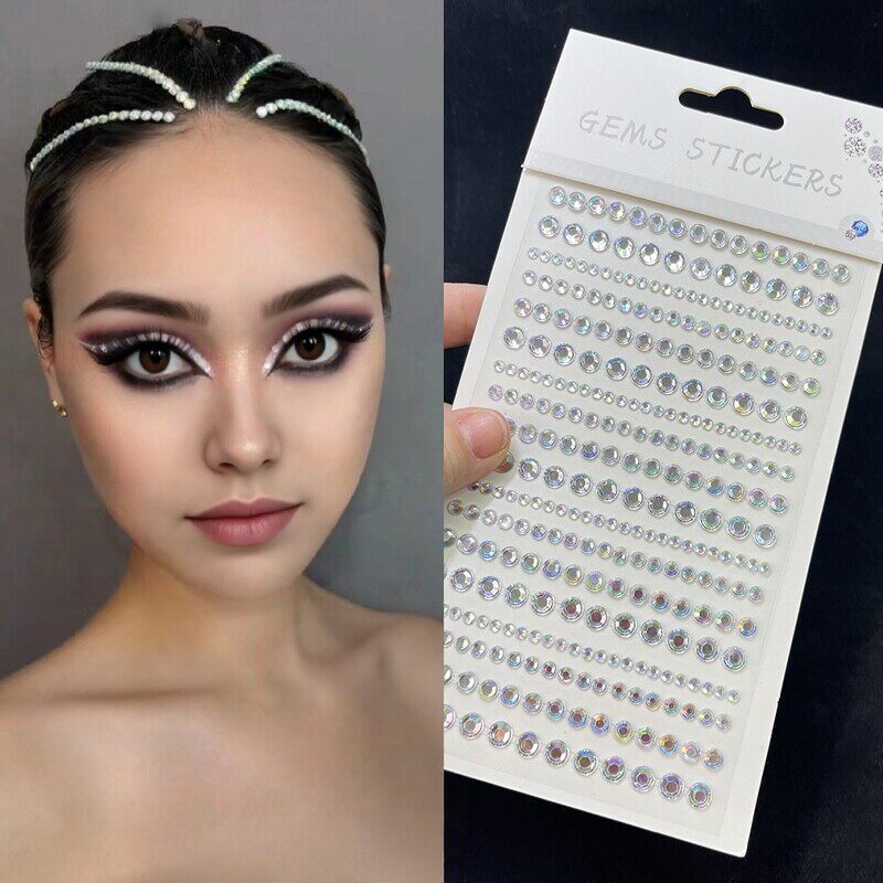 舞台演出连条钻水晶钻美妆贴纸眼眉唇部装饰贴水钻舞台妆面部装饰