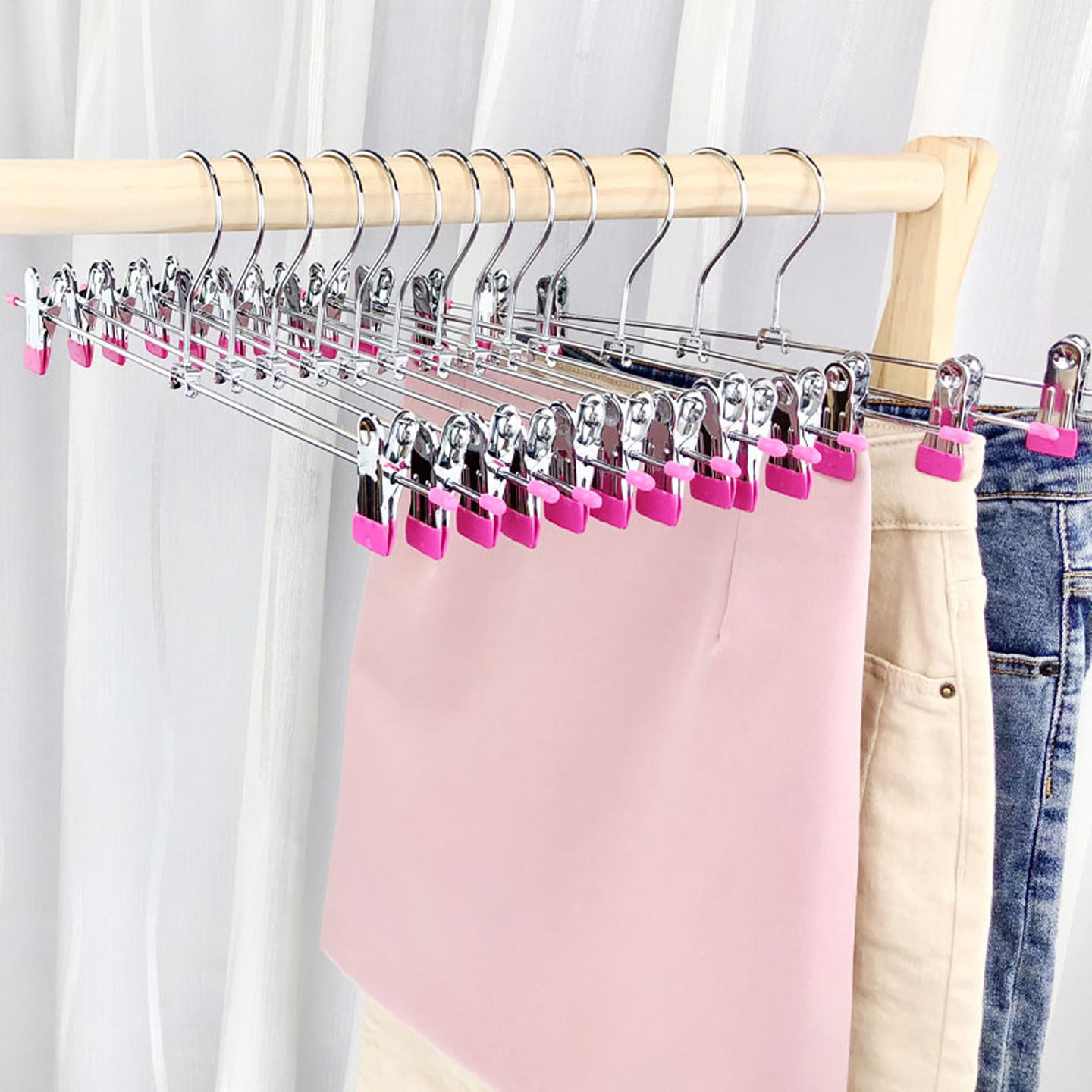 40cm加长裤夹裙夹防滑晒裤衣架jk裙袜子内衣夹强力无痕伸缩晾衣架,收纳整理,金属衣架,淘宝优惠券,粉丝福利购,淘宝优惠卷