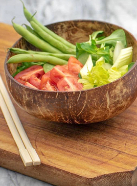 ins纯天然椰子碗大肚碗创意绿色健康vlog博主同款甜品碗小众