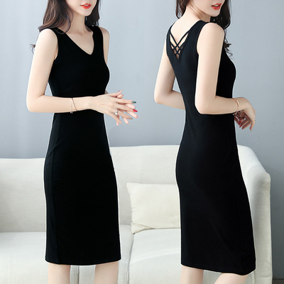 黑色内搭一步无袖吊带春季外穿