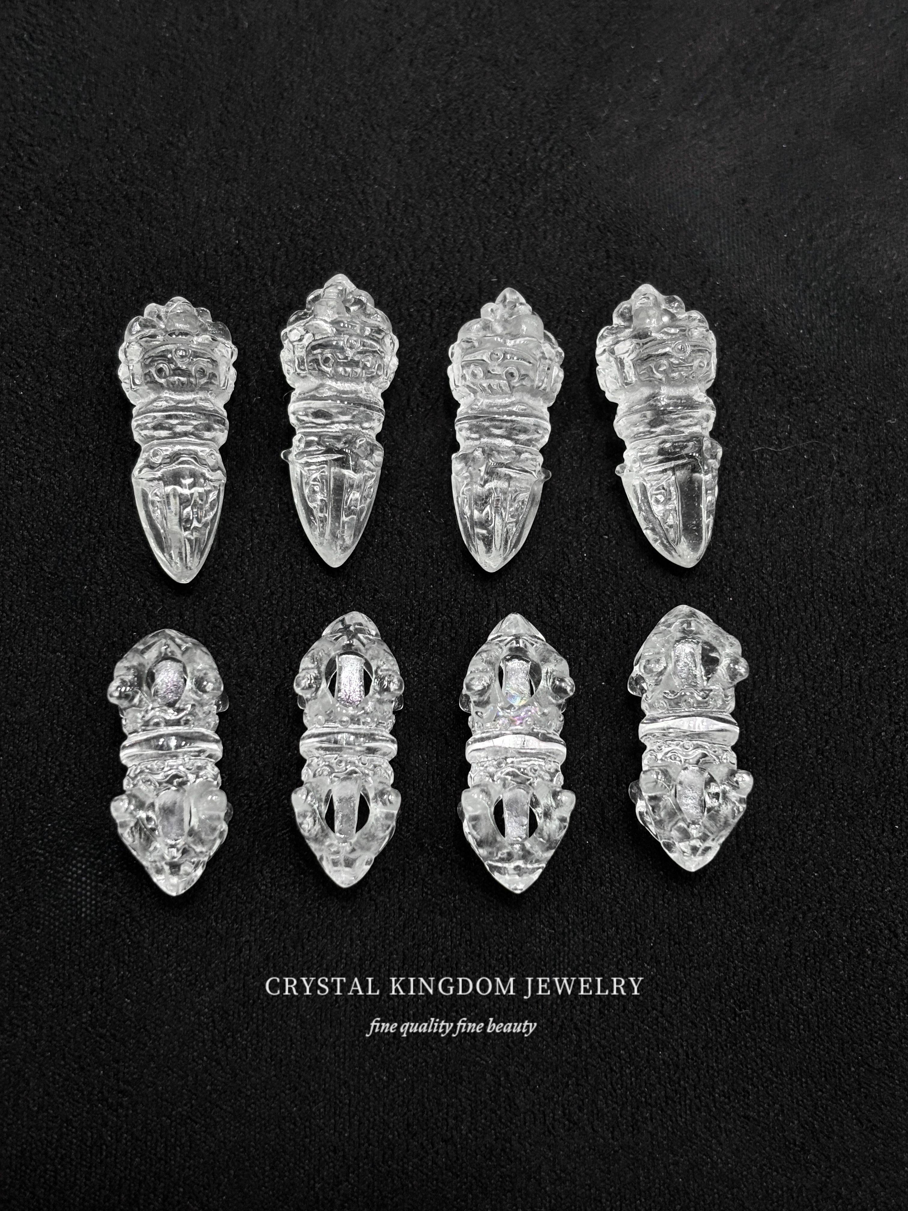 天然白水晶金钢杵金刚撅原石雕刻108佛珠配珠单珠吊坠正品首饰