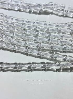 天然净体白水晶竹节小骨头半成品散珠单珠diy串珠项链手工配件