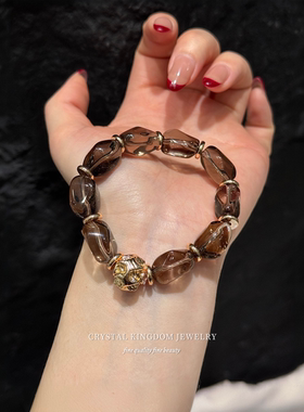 天然设计款茶晶随型手串小红薯爆款烟晶手链秋冬原创设计女生礼物