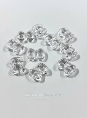 天然净体白水晶雕刻蝴蝶结可爱单珠散珠顶珠配珠单珠diy手链项链