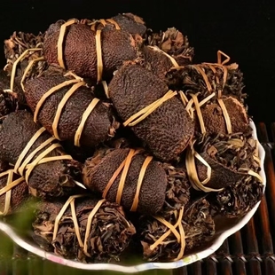 陈皮白茶禾秆草新会三宝扎茶叶正品十年老陈皮福鼎老白茶罐装500g