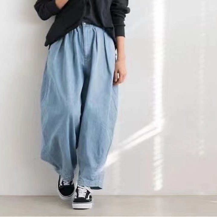仅1件2026春季日系贵牌宽松阔腿裤灯笼裤休闲全棉牛仔长裤自然腰,女装/女士精品,休闲裤,淘宝优惠券,粉丝福利购,淘宝优惠卷