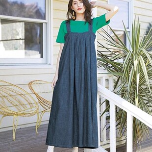 2025夏季新款日系贵牌个性纯棉牛仔吊带裙中长裙女款四季穿背带裙