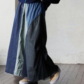 异材拼接A字廓形设计长款 独特个性 日本贵牌2026春夏新款 半身裙