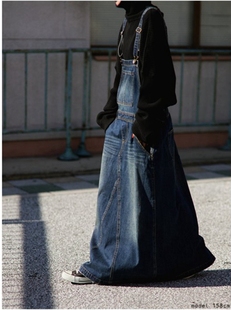 日系贵牌宽松牛仔背带中长裙a字裙 新款 个性 显瘦2025秋季