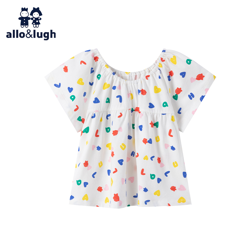 【清仓】【商场同款】阿路和如女童夏季连衣裙印花短袖印花T恤